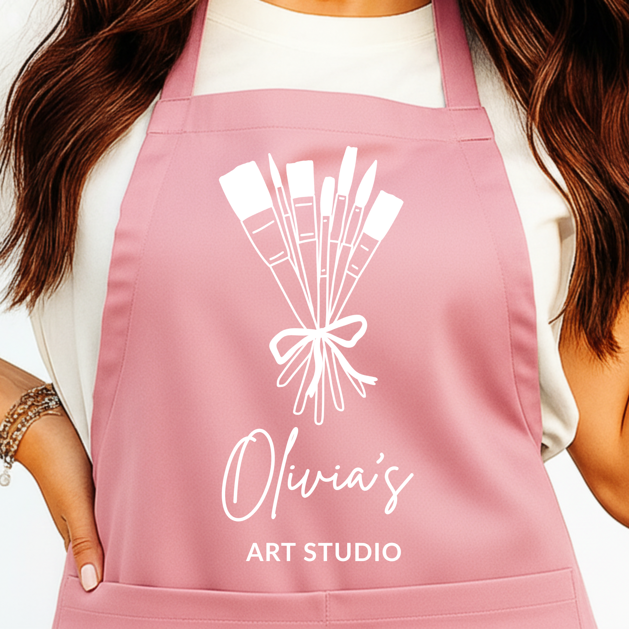 Gepersonaliseerd Schilderschort met Naam - Roze - Hey BB