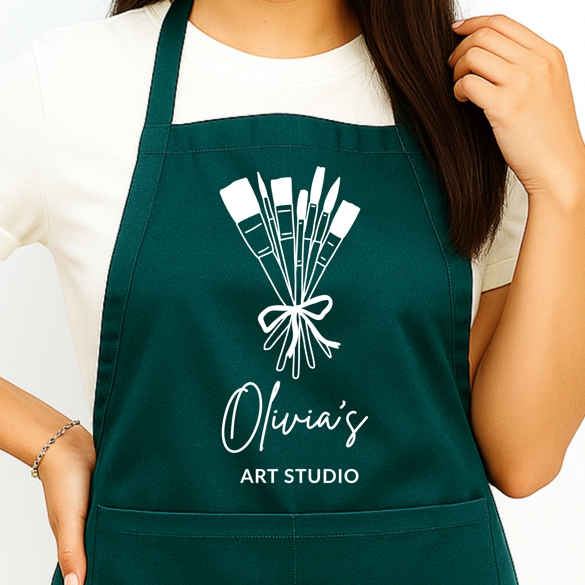 Gepersonaliseerd Schilderschort met Naam - Groen - Hey BB