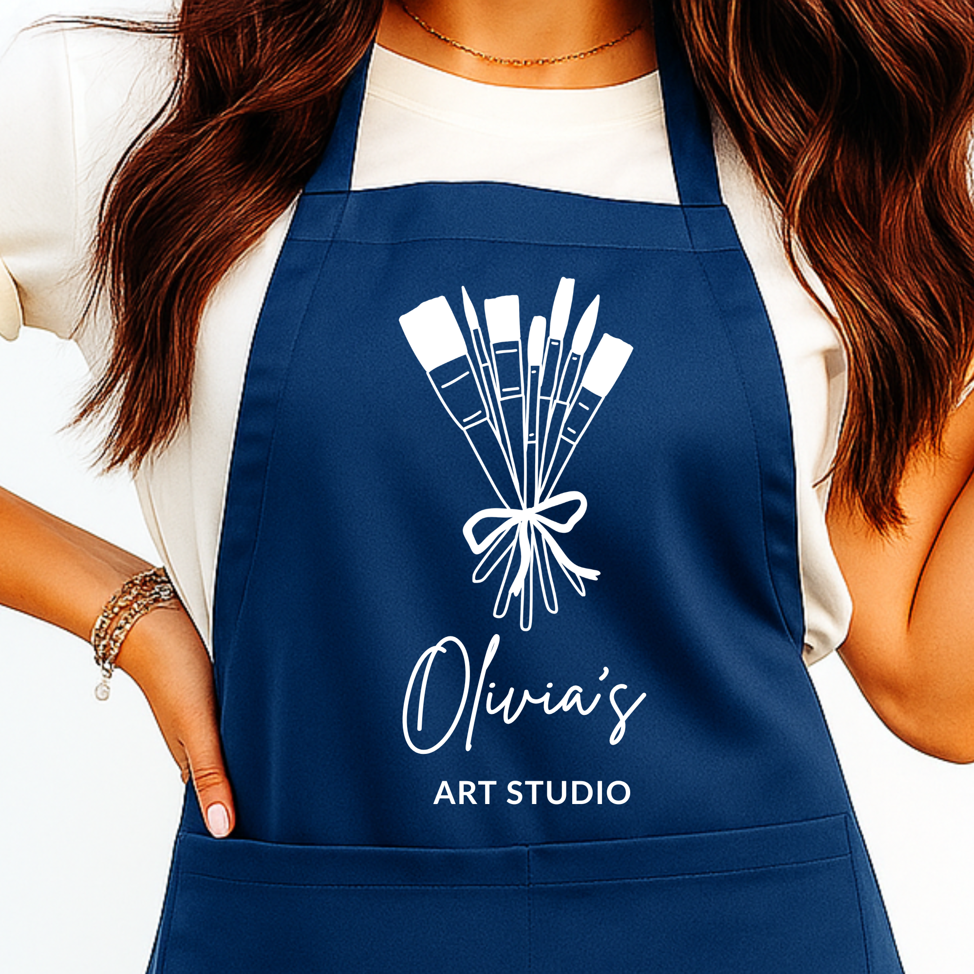 Gepersonaliseerd Schilderschort met Naam - Blauw - Hey BB