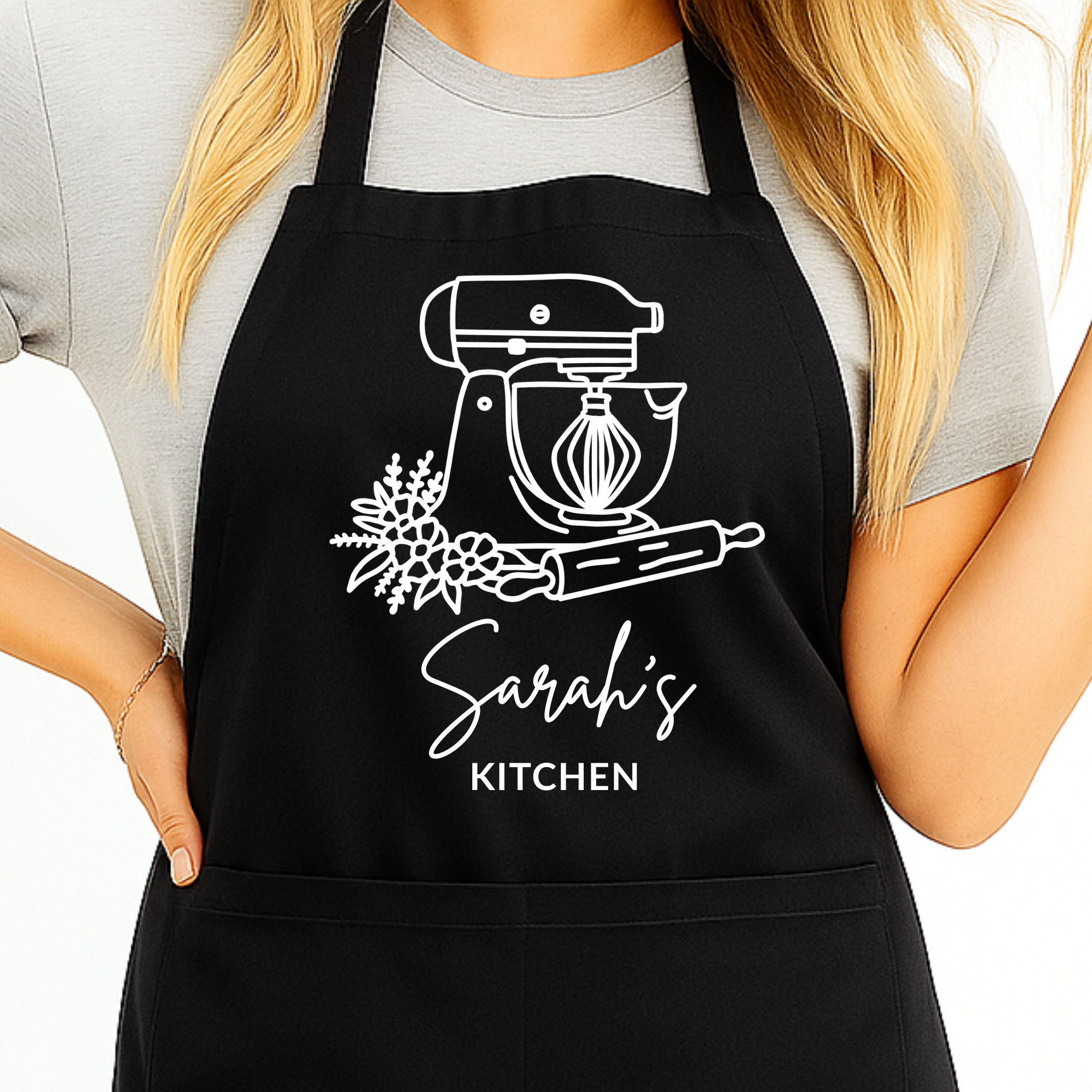 Gepersonaliseerd Bakschort met Naam - Zwart - Hey BB