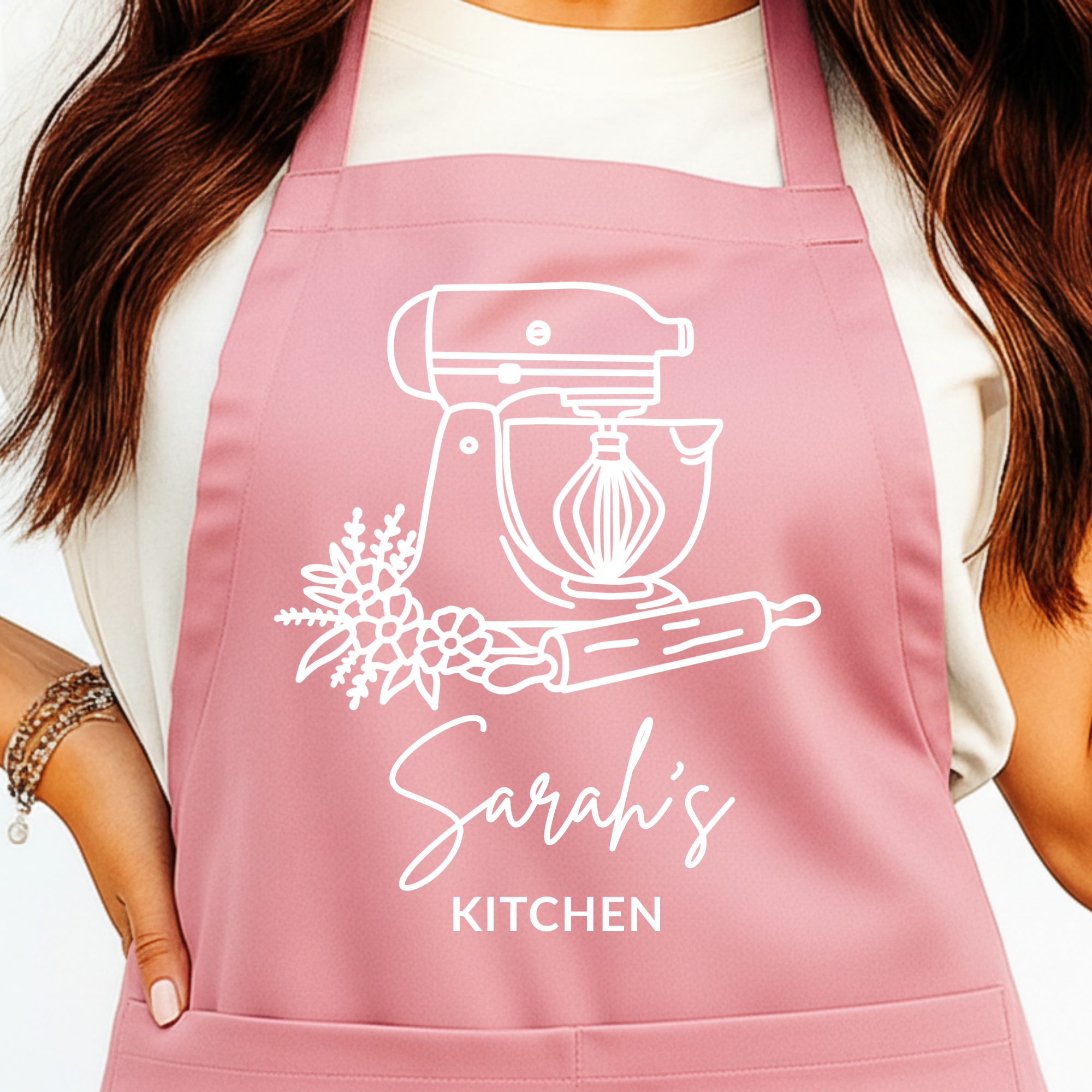 Gepersonaliseerd Bakschort met Naam - Roze - Hey BB