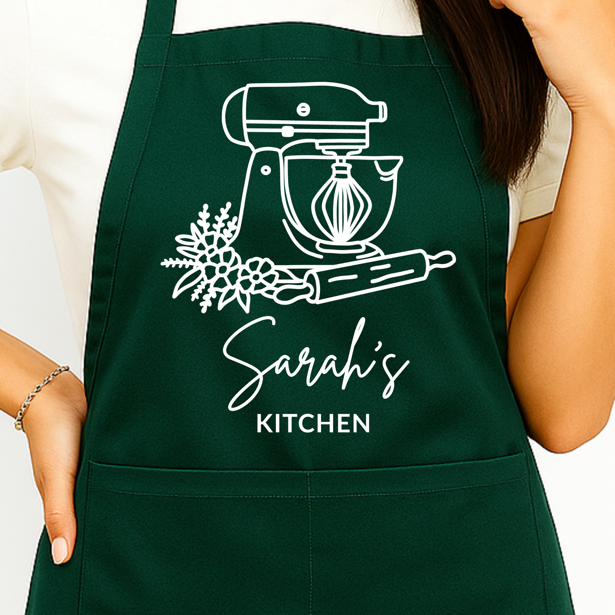 Gepersonaliseerd Bakschort met Naam - Groen - Hey BB