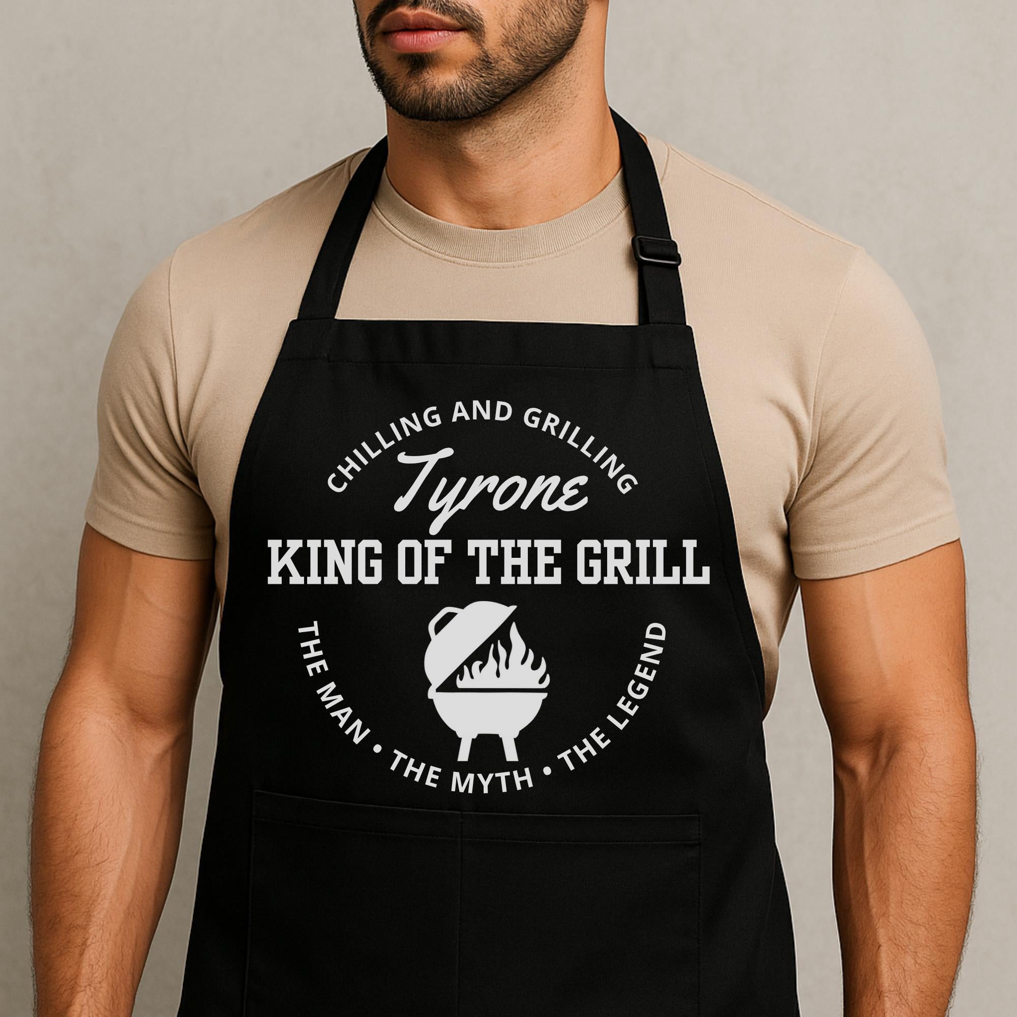 Zwart Schort met naam BBQ