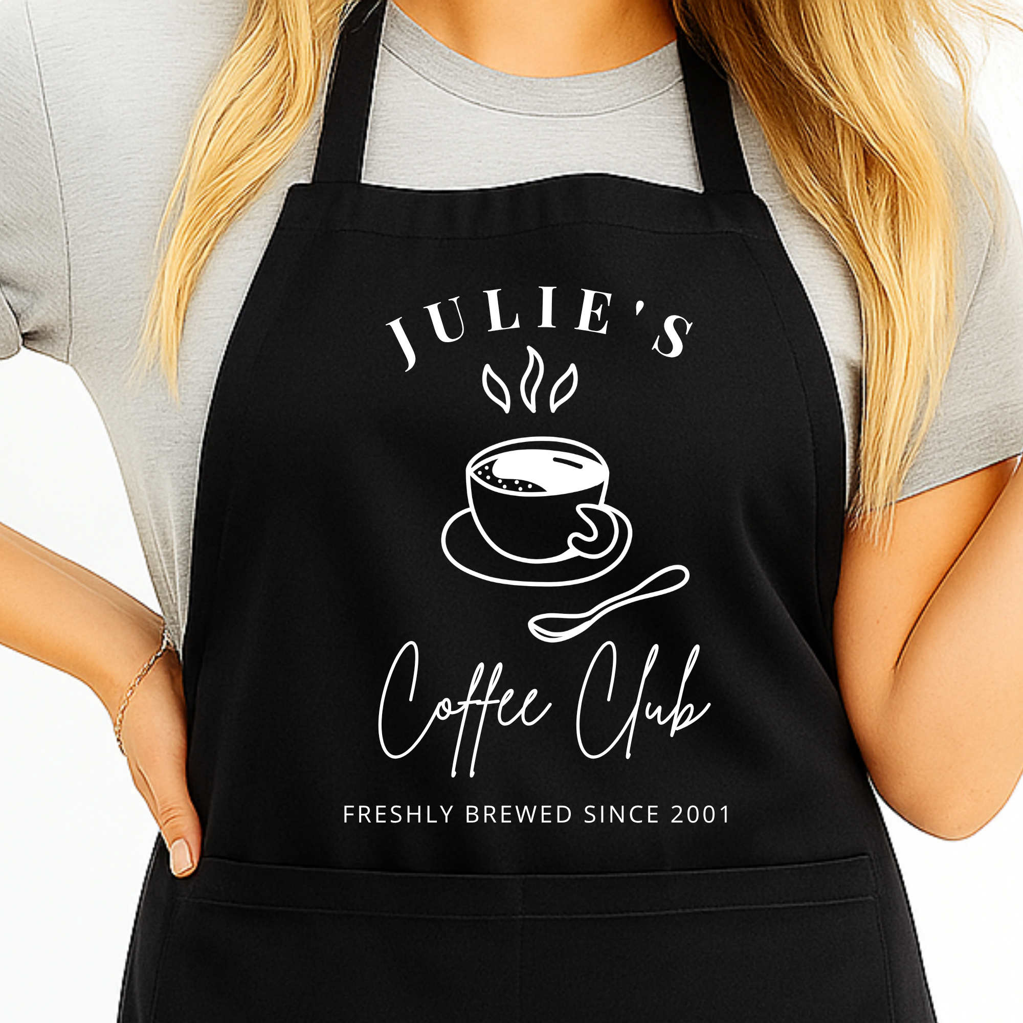 Gepersonaliseerd Koffieliefhebber Schort met Naam | Barista Schort Cadeau | Zwar