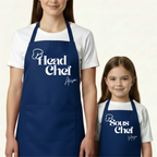 Matching Ouder & Kind Schort met Naam Blauw