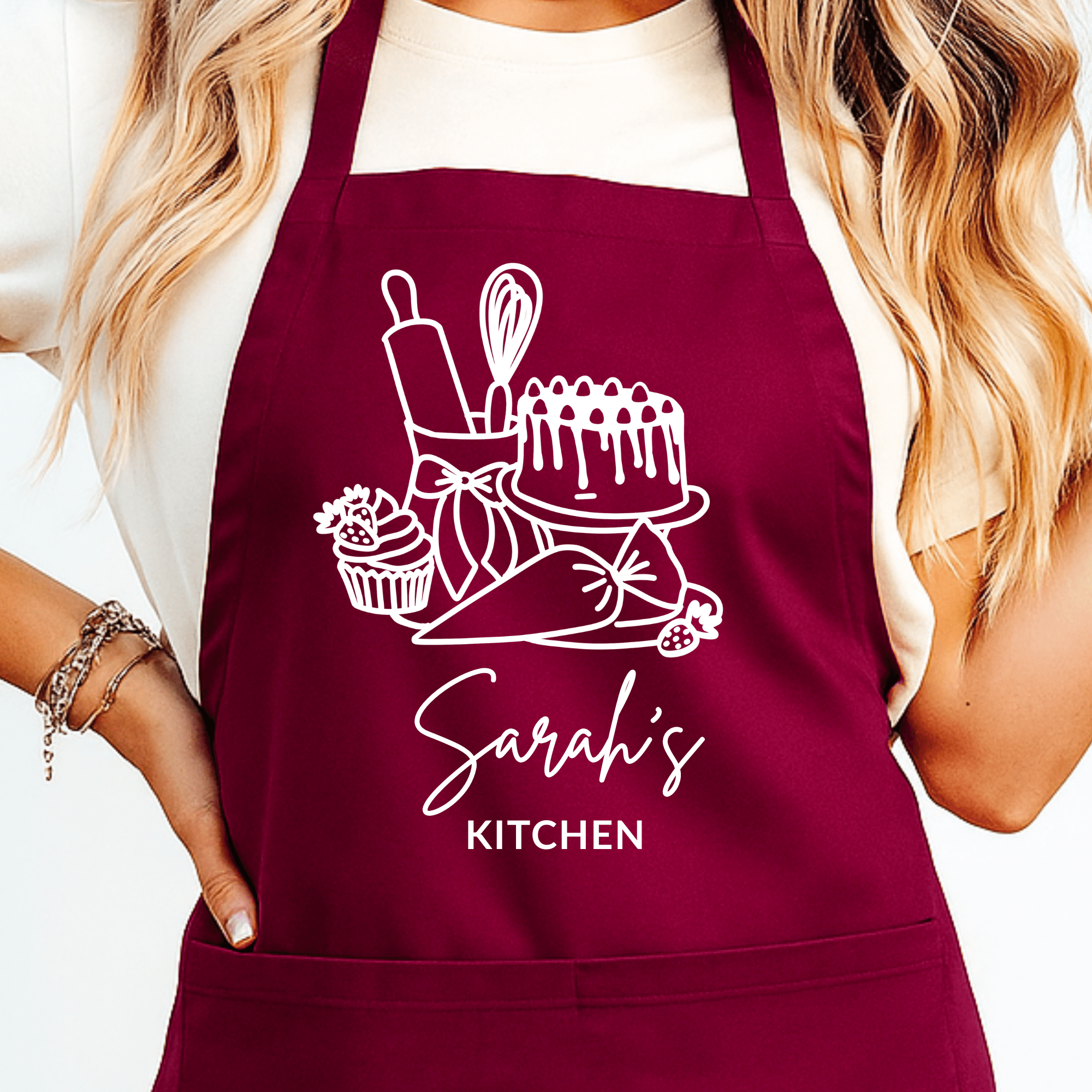 Gepersonaliseerd Bakschort met Naam - Taart & Bakbenodigdheden Design - Hey BB