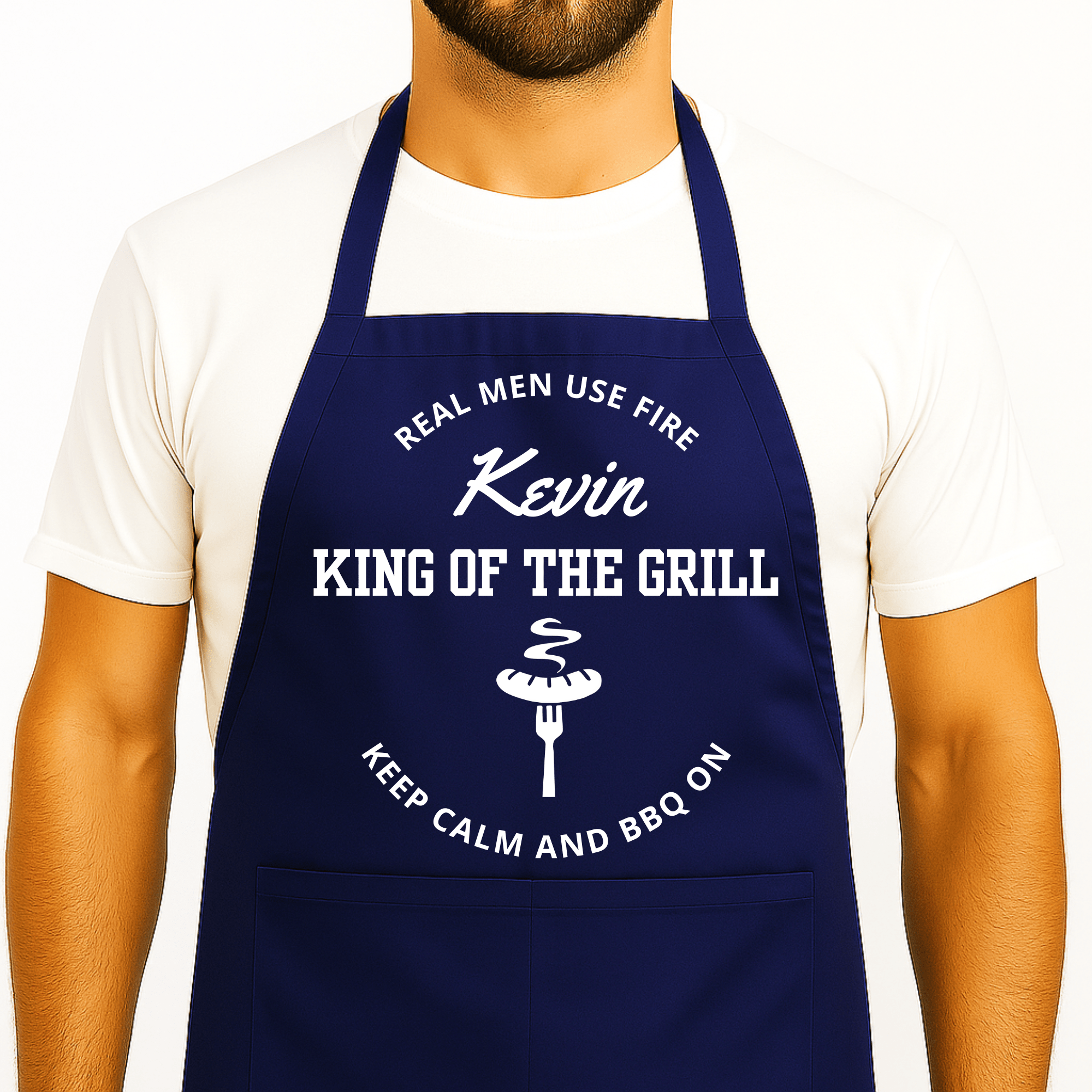 Gepersonaliseerd Barbecue Schort - Blauw - Hey BB