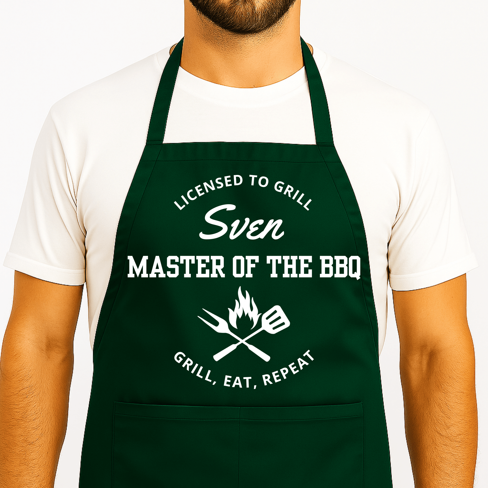 Gepersonaliseerd Barbecue Schort - Licensed to Grill - Groen - Hey BB