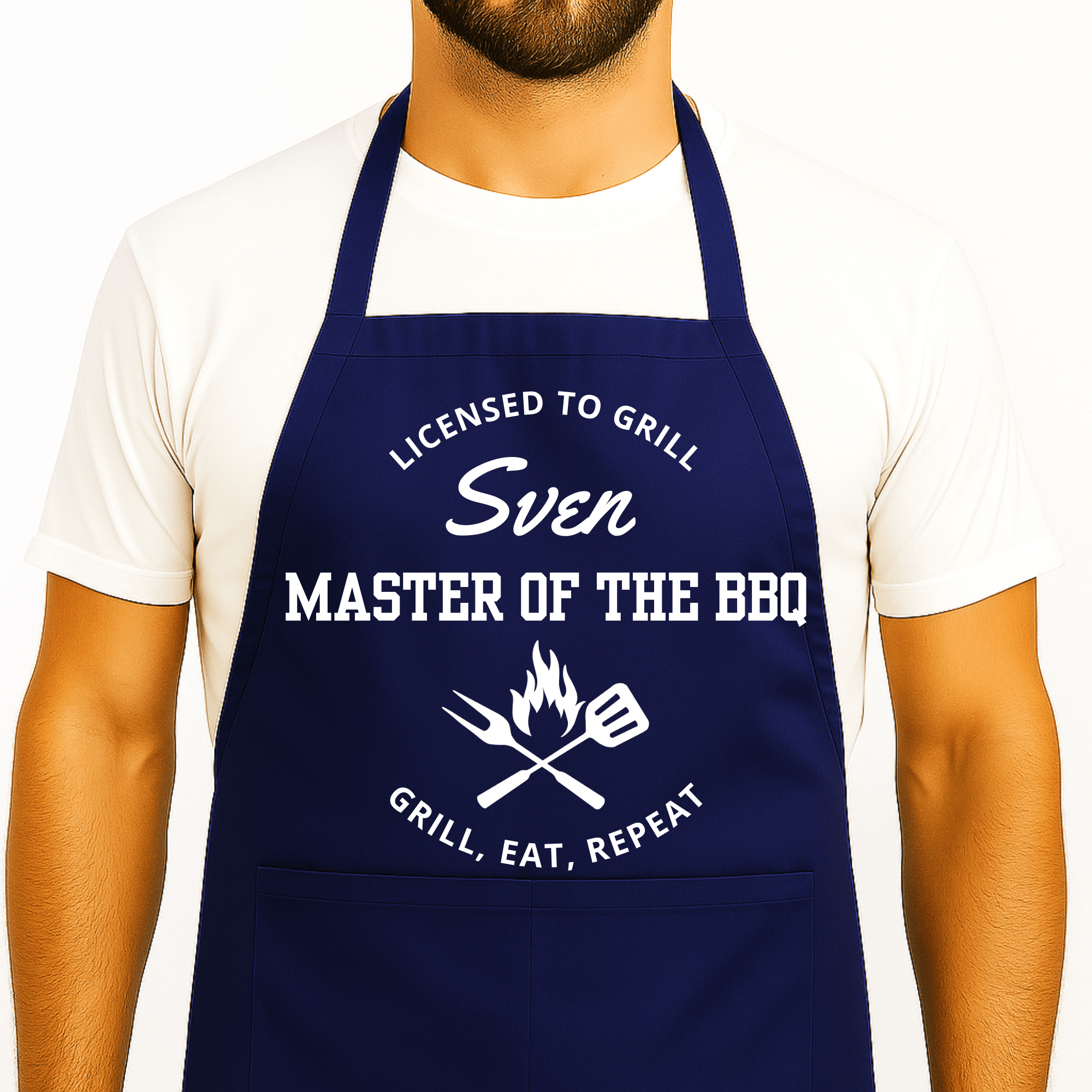 Gepersonaliseerd Barbecue Schort - Licensed to Grill - Blauw - Hey BB