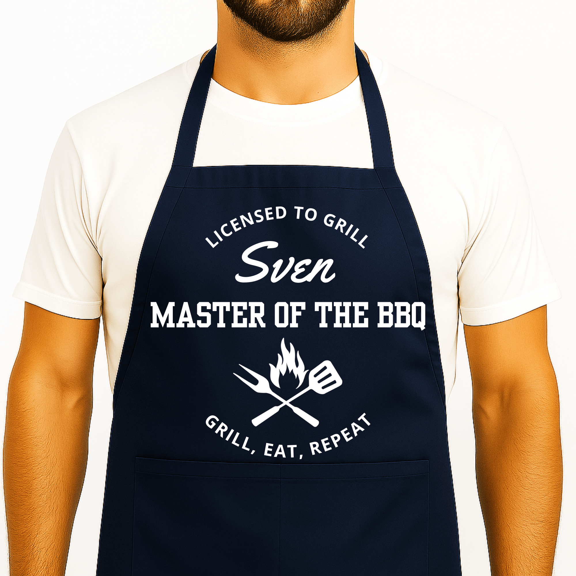 Gepersonaliseerd Barbecue Schort - Licensed to Grill - Zwart - Hey BB