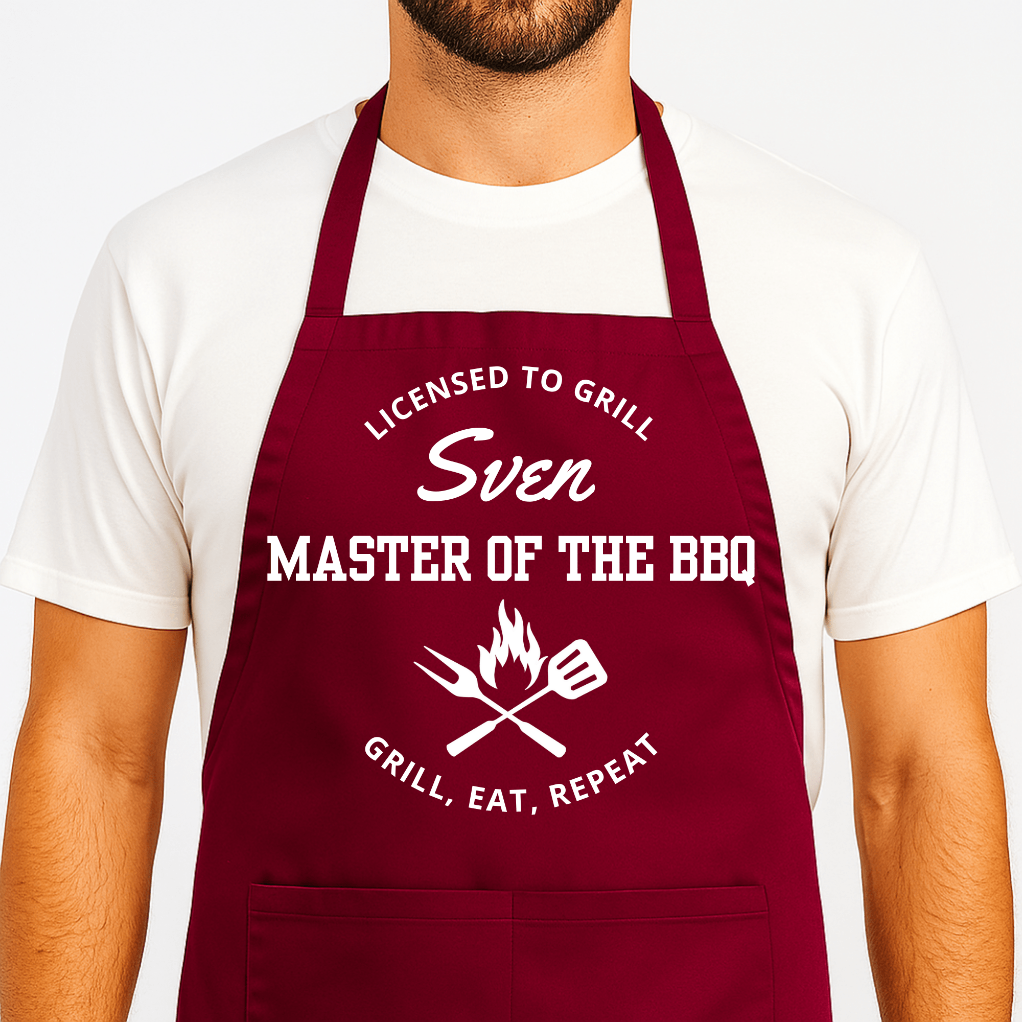 Gepersonaliseerd Barbecue Schort - Licensed to Grill - Rood - Hey BB