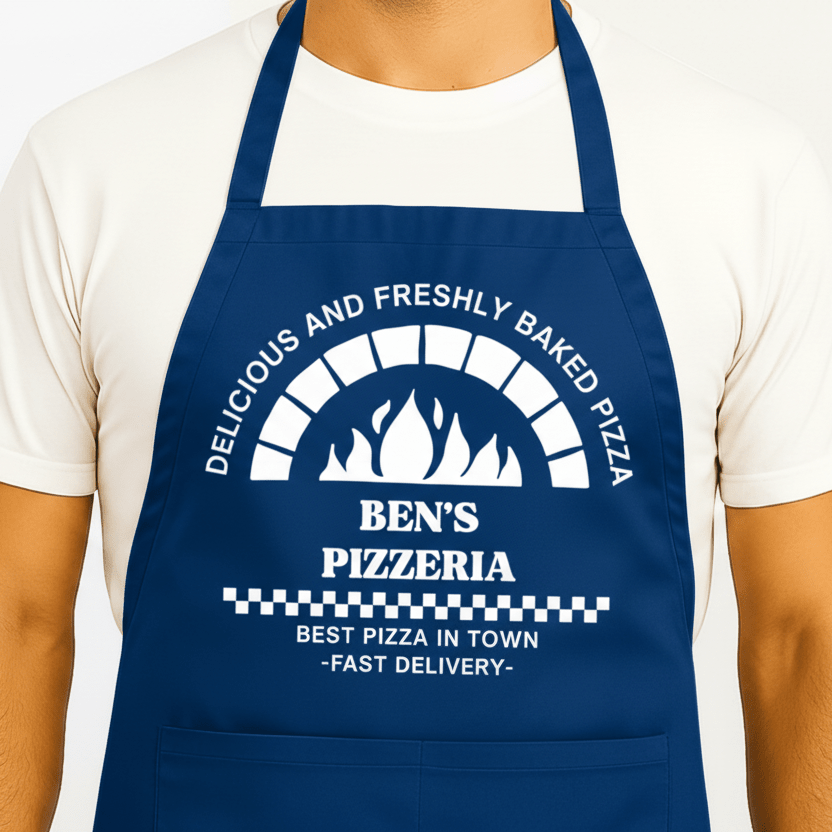 Gepersonaliseerd Schort Pizza Oven Blauw
