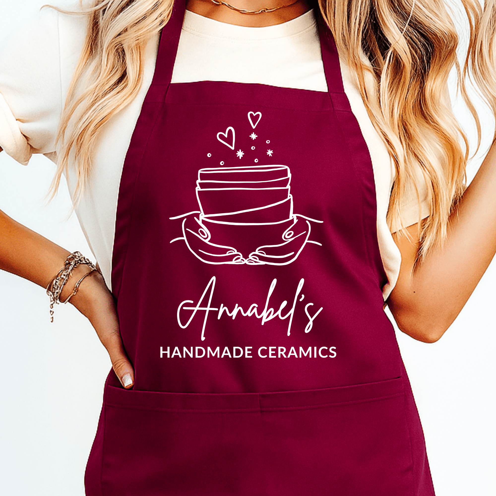 Gepersonaliseerd Pottenbakkers Schort met Kommen - Hey BB