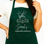 Gepersonaliseerd Pottenbakkers Schort met Pot en Draaischijf - Groen - Hey BB