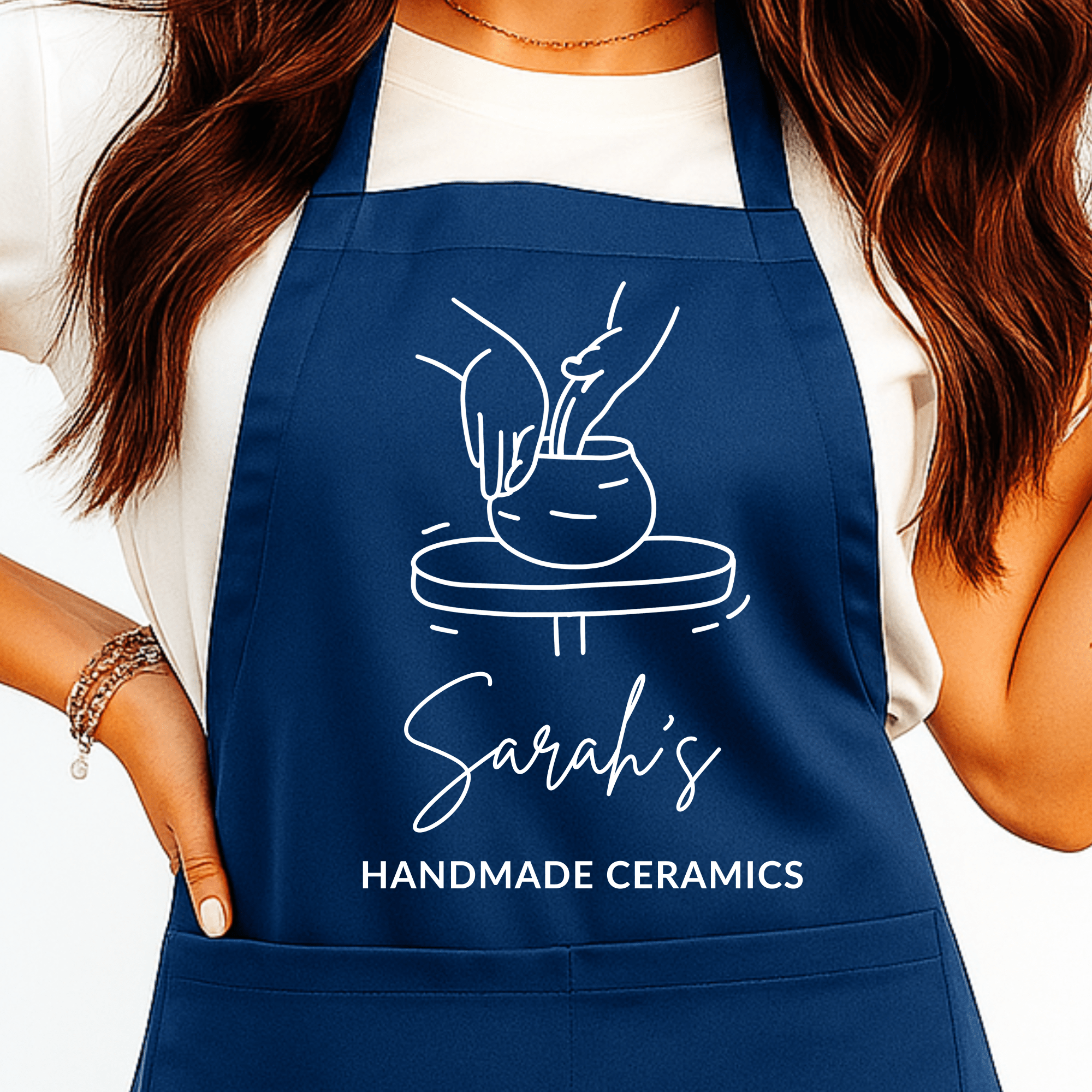 Gepersonaliseerd Pottenbakkers Schort met Pot en Draaischijf - Hey BB