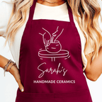Gepersonaliseerd Pottenbakkers Schort met Pot en Draaischijf - Rood - Hey BB