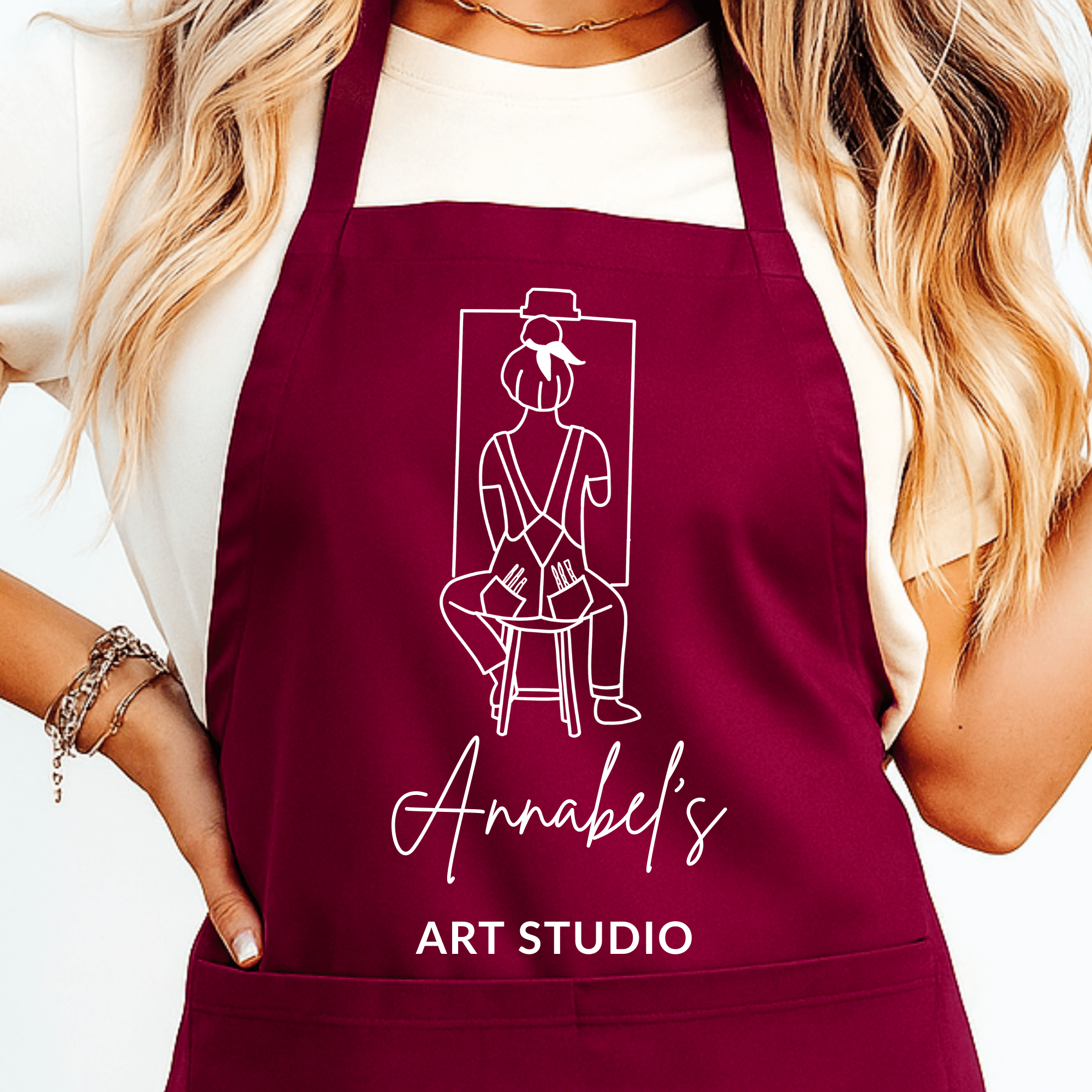 Gepersonaliseerd Schilderschort met Naam - Artist at Work Design - Rood - Hey BB