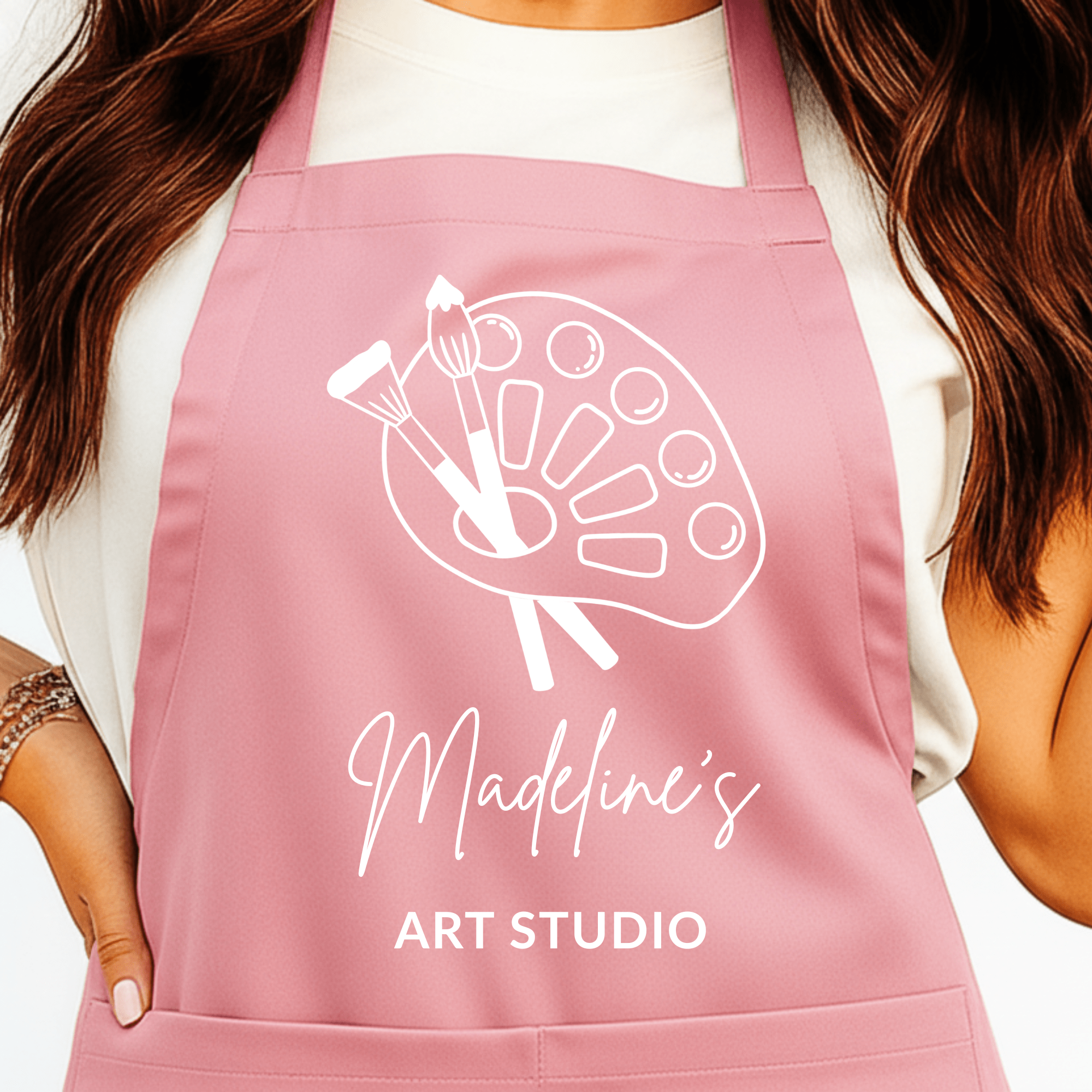 Gepersonaliseerd Schilderschort met Naam - Schilderpalet Design - Roze