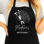 Gepersonaliseerd Schilderschort met Naam - Schilderpalet Design - Zwart