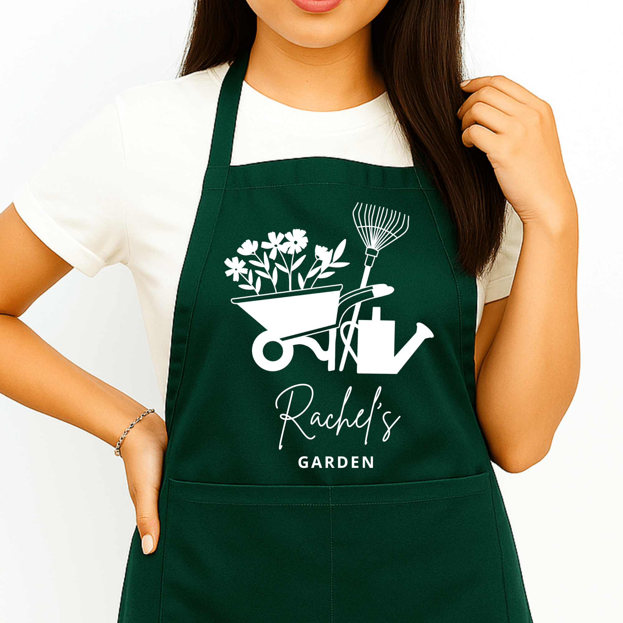 Gepersonaliseerd Tuinschort met Kruiwagen en Bloemen - Hey BB